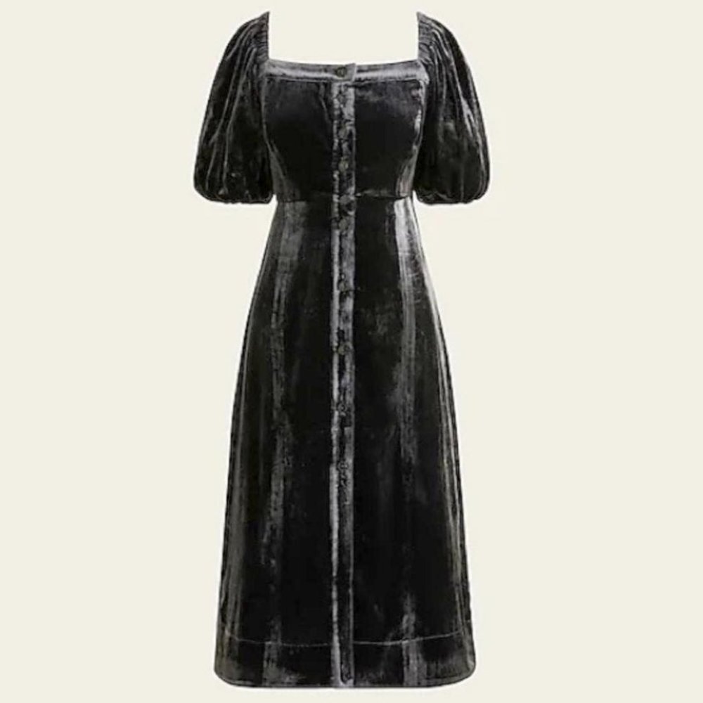 NWOT J.CREW Gray Velvet Party Dress with Balloon Sleeves  Size 8